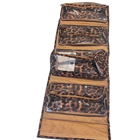 Joy Mangano Better Beauty Roll Up Leopard Print Cosmetic Case Organizer NWOT - Picture 9 of 13